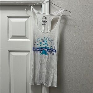 Pelagic White Tank with Blue Ocean Graphic